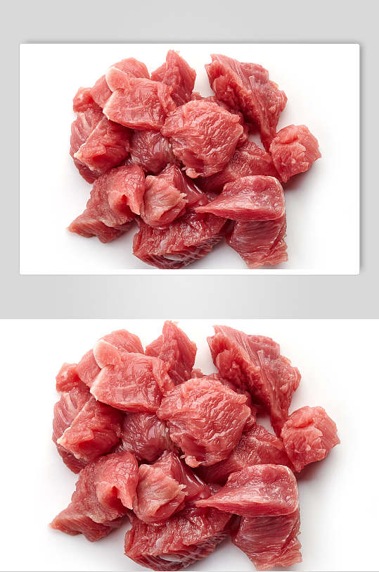 白底肉片猪肉图片