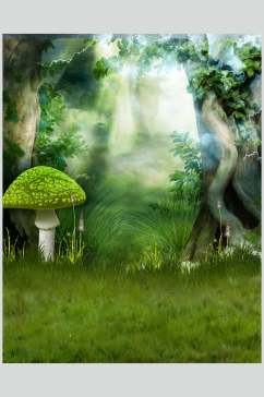 绿草地蘑菇哥特风图片