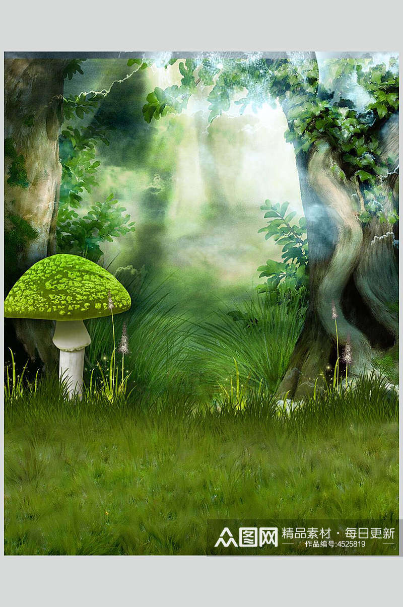 绿草地蘑菇哥特风图片素材