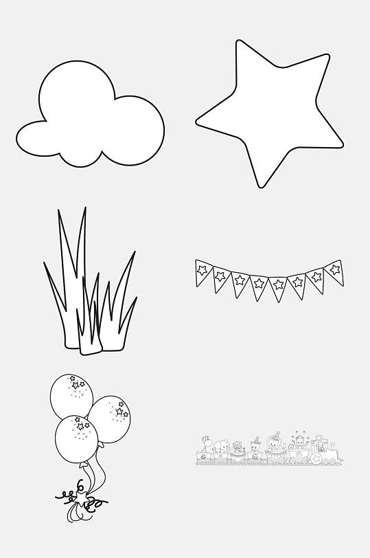 气球卡通简笔画免抠素材