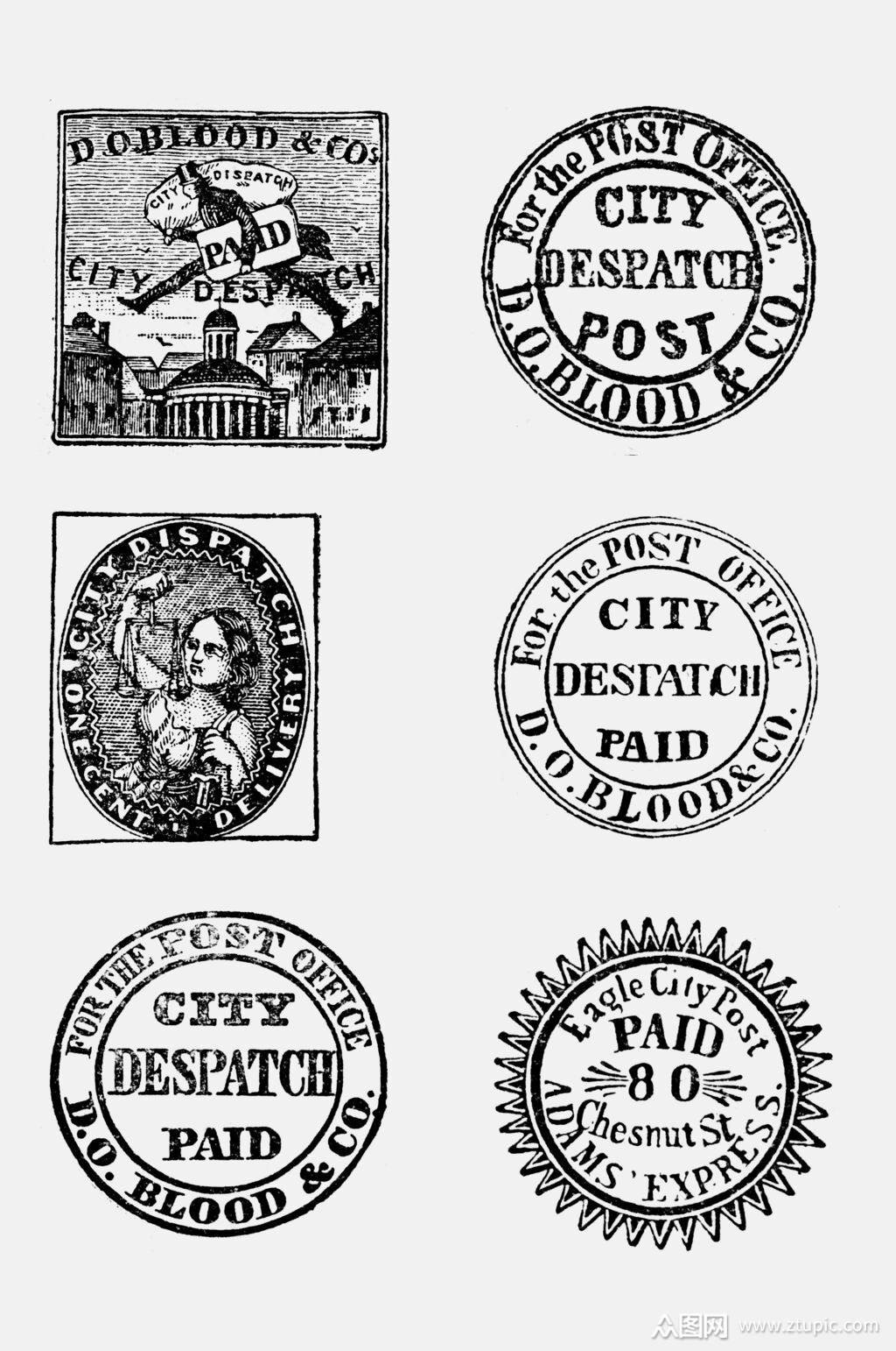 英文字母美国复古邮票免抠素材素材