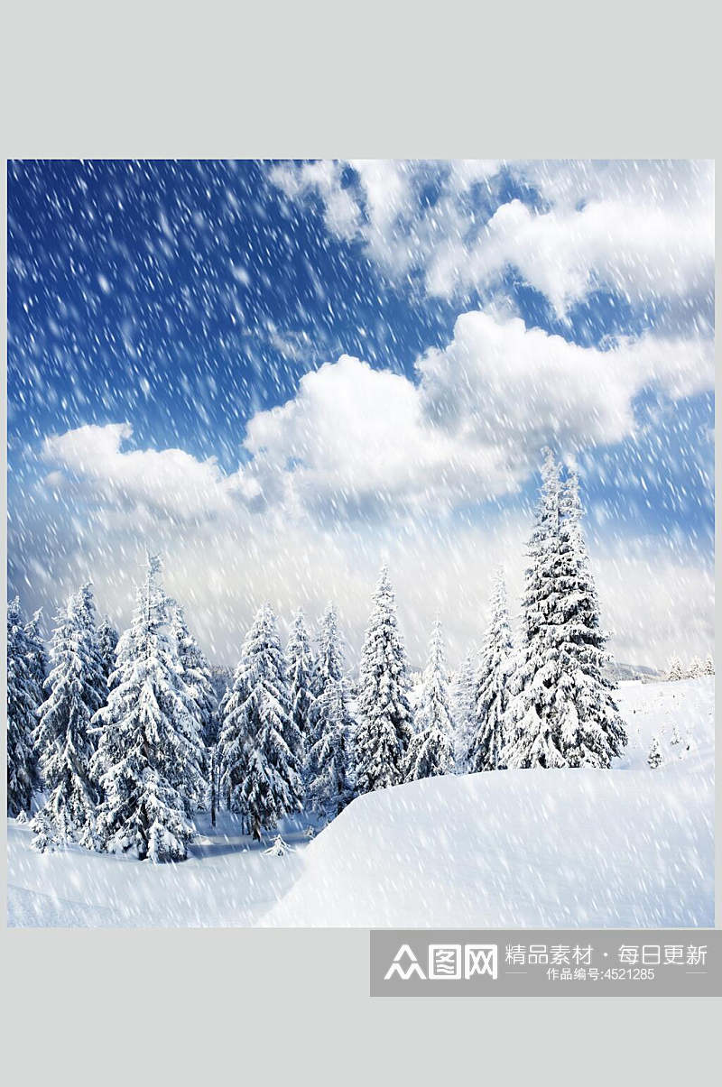 童话森林冬季雪景自然风光图片素材