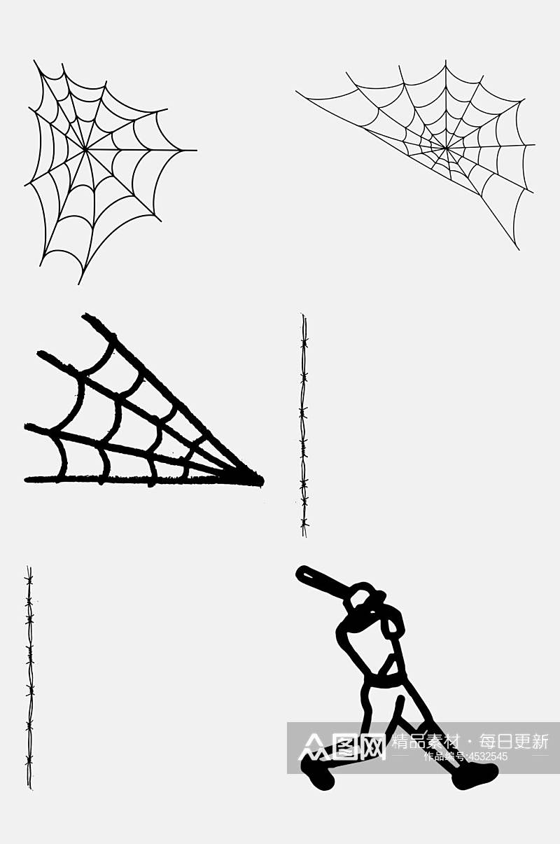 蜘蛛网黑白艺术装饰画免抠素材素材