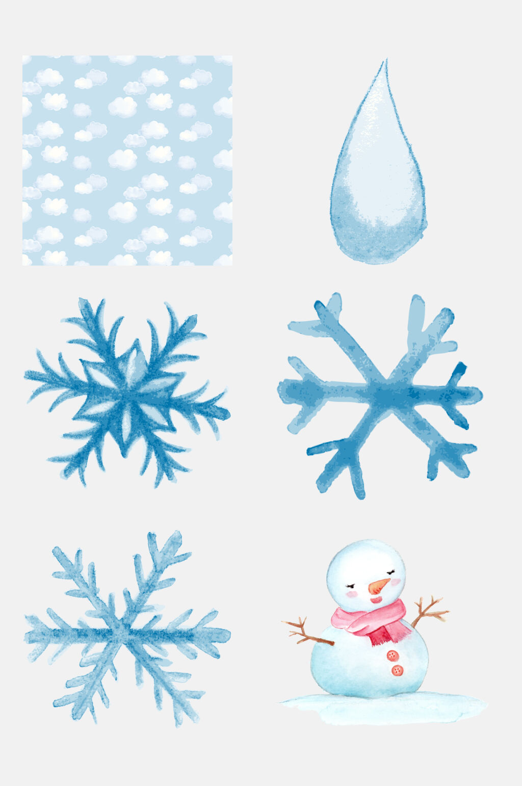 雪人手绘天气免抠素材素材