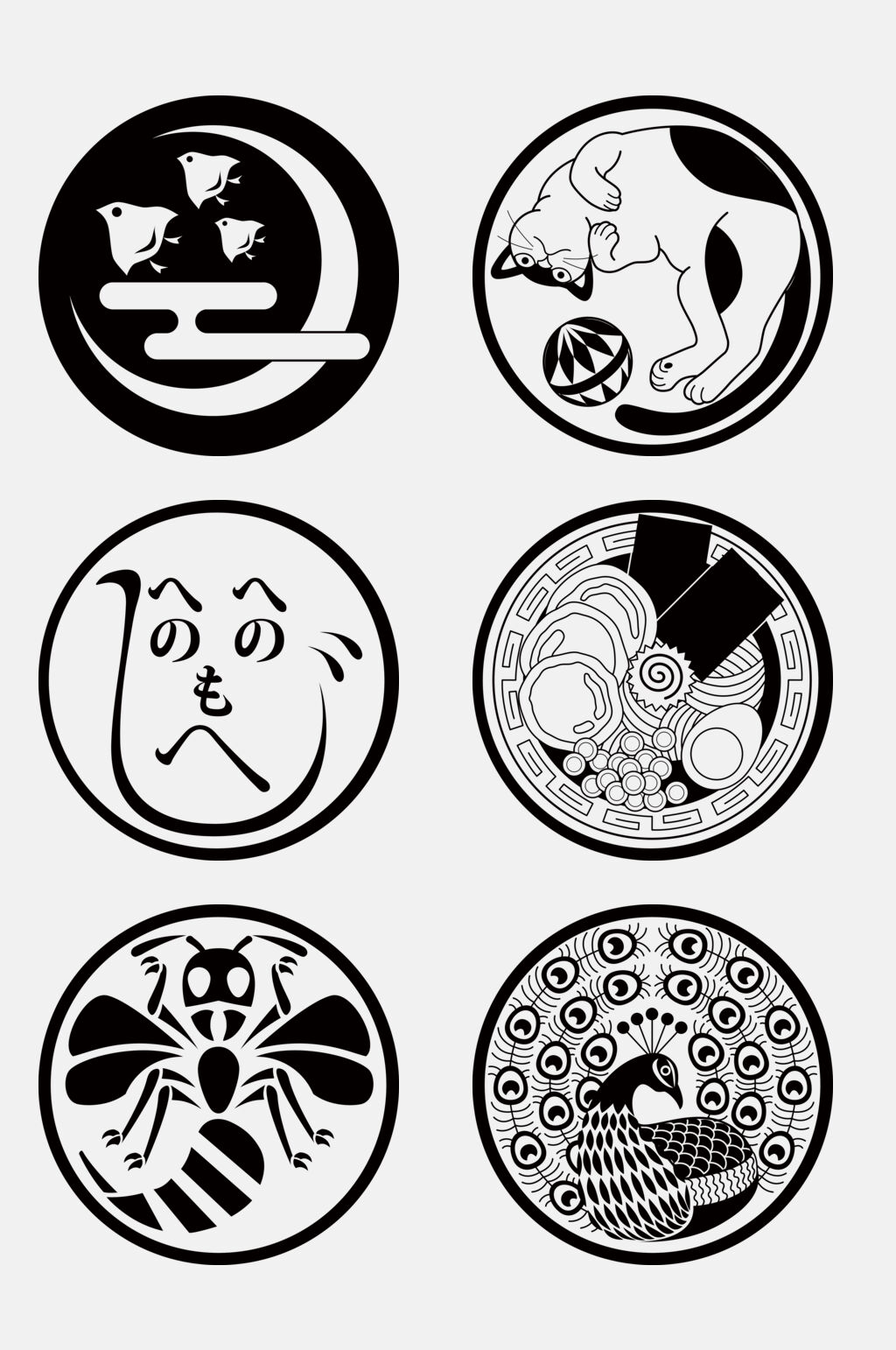 孔雀日式古典图案免抠素材素材