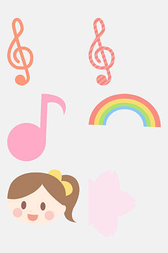 音符日式卡通儿童图案免抠素材