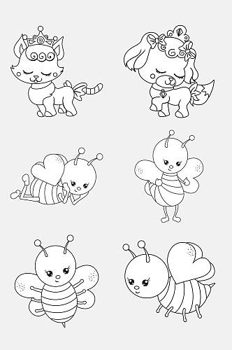 小蜜蜂卡通简笔画动物免抠素材