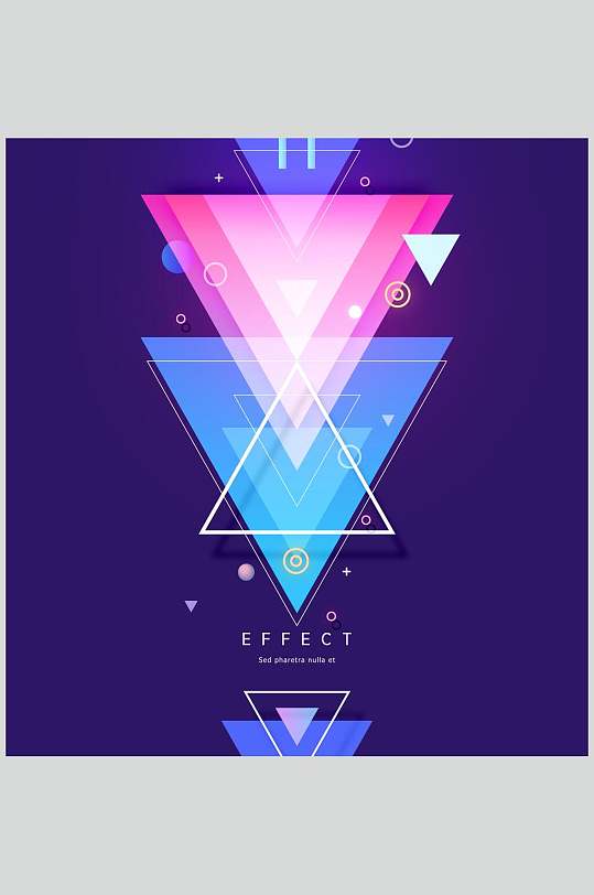 三角蓝粉简约清新科技渐变几何素材