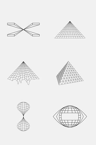 立体图形灰色线条网络免抠素材
