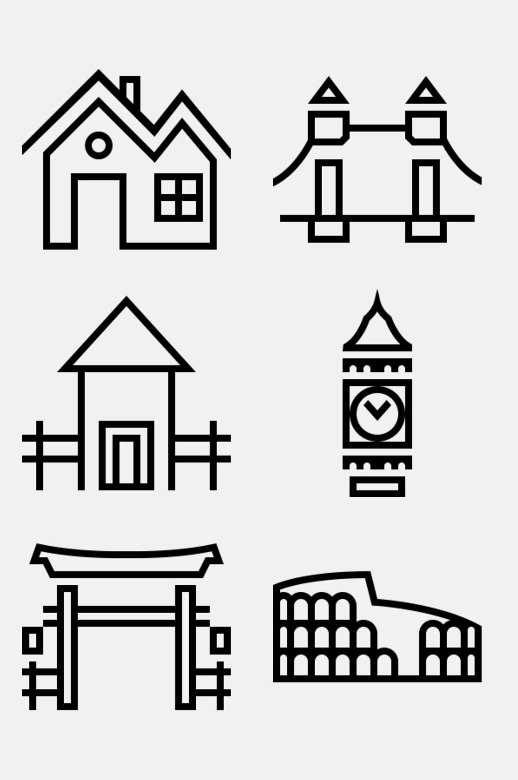 房屋黑线稿风建筑图案免抠素材素材