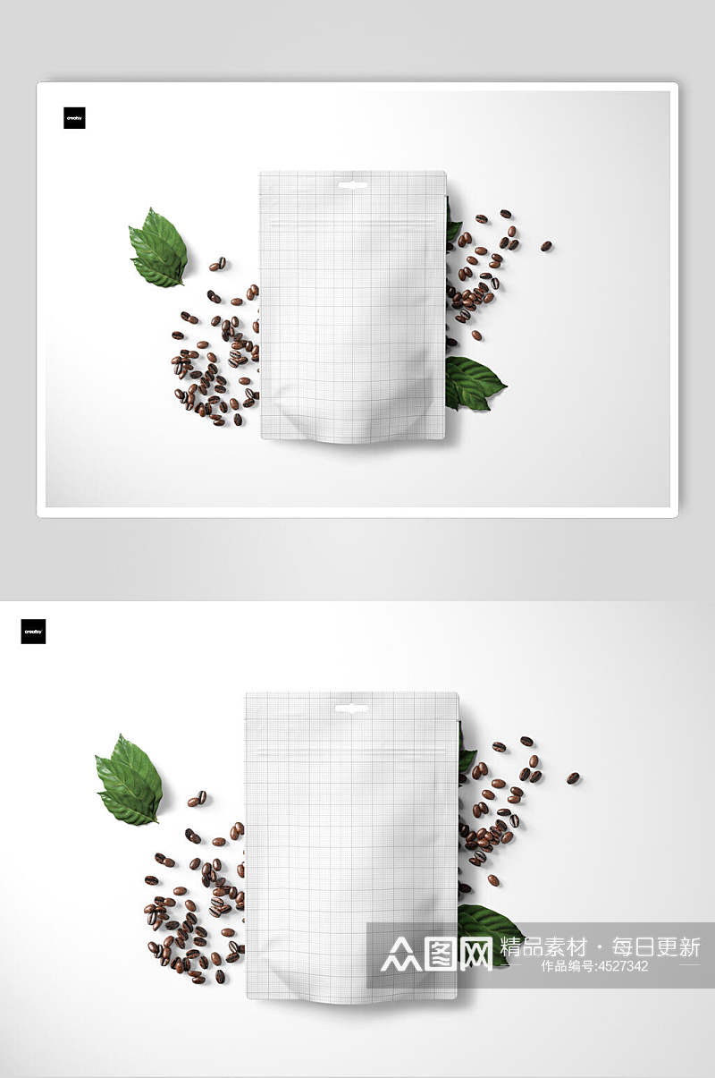 咖啡豆自封袋零食包装样机素材