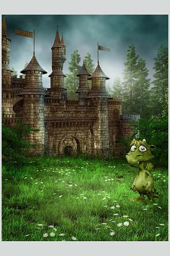 绿草地城堡童话哥特风图片