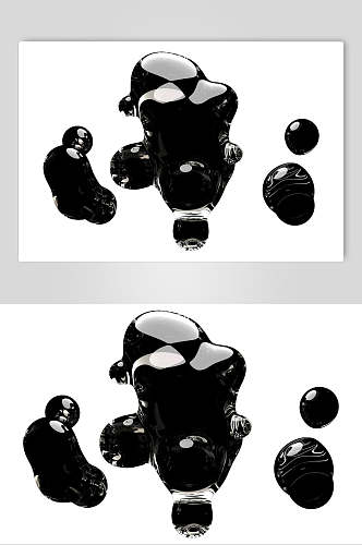 反光黑色手绘水滴透明气泡素材