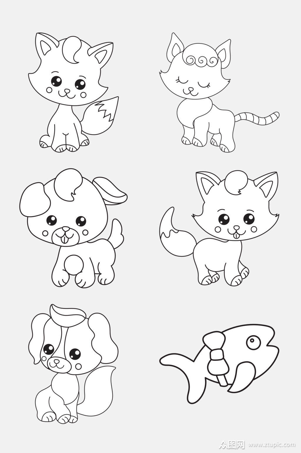 狐狸卡通简笔画动物免抠素材素材