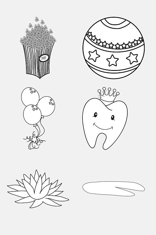 牙齿卡通简笔画图形免抠素材