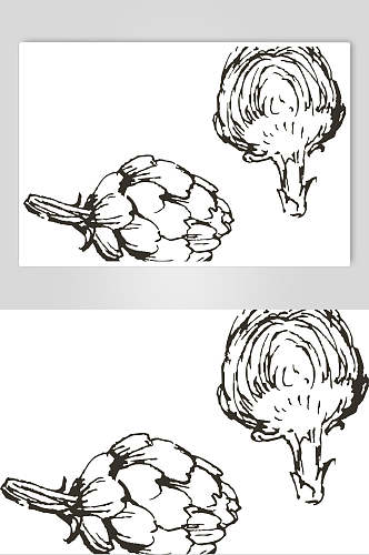 叶子黑色手绘清新线稿植物矢量素材