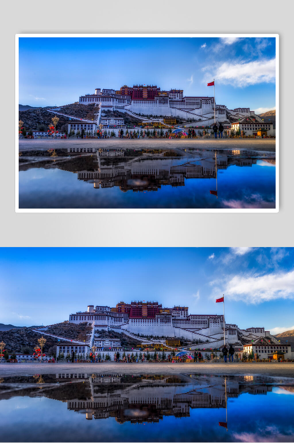 蓝天实拍湖泊布达拉宫西藏风景图片素材
