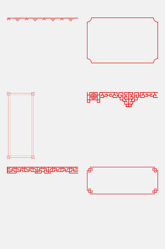 时尚纹理红色中式古风边框装饰元素