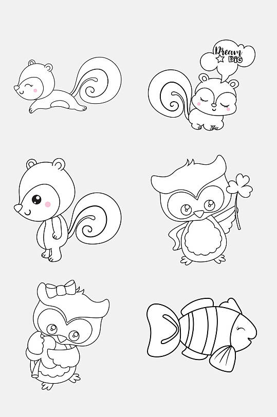 可爱小鱼卡通简笔画动物免抠素材