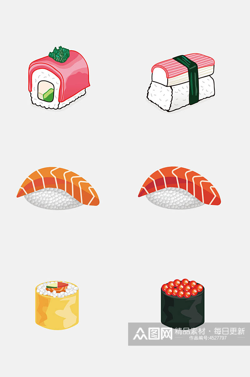 水彩风日本寿司免抠素材素材