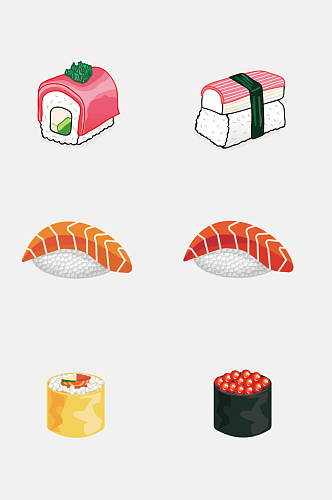 水彩风日本寿司免抠素材