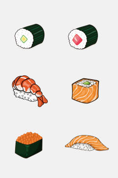 创意手绘日本寿司免抠素材