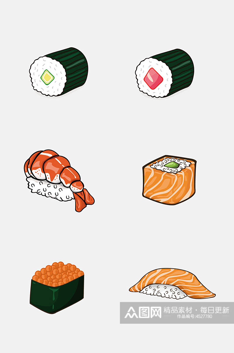 创意手绘日本寿司免抠素材素材