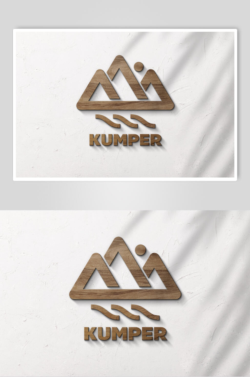 英文字母褶皱灰LOGO标志样机素材