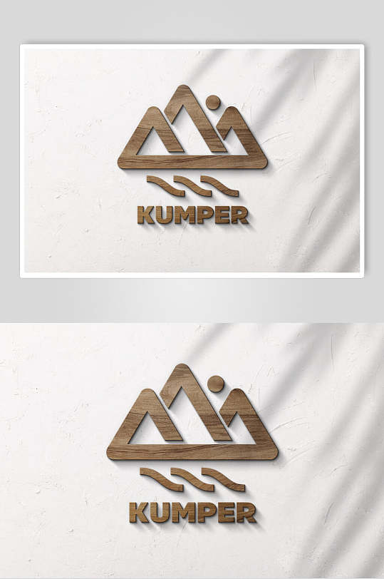 英文字母褶皱灰LOGO标志样机-众图网