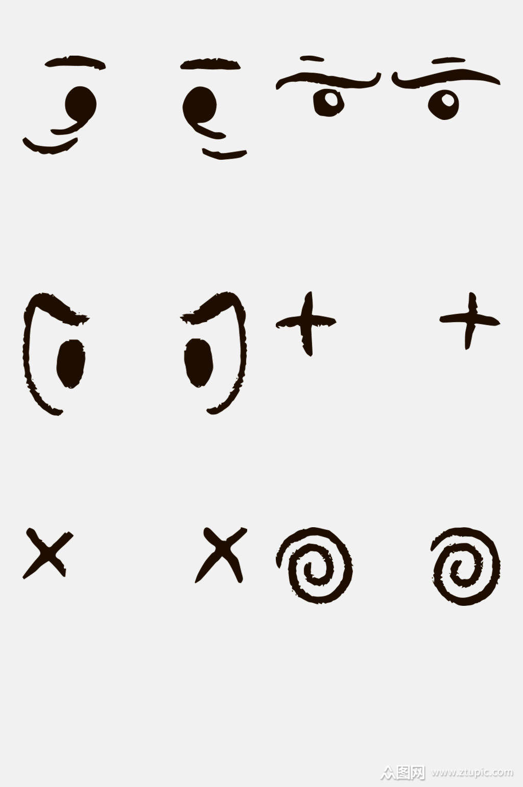 叉号眩晕时尚卡通人物眼睛免抠素材素材