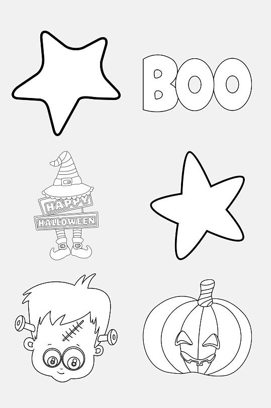 南瓜灯科学怪人儿童简笔画免抠素材