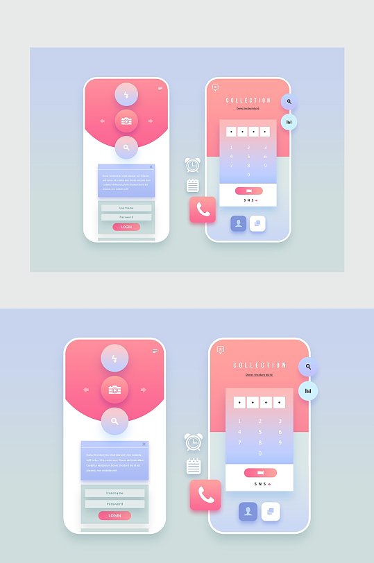 粉色手机APP交互界面UI设计