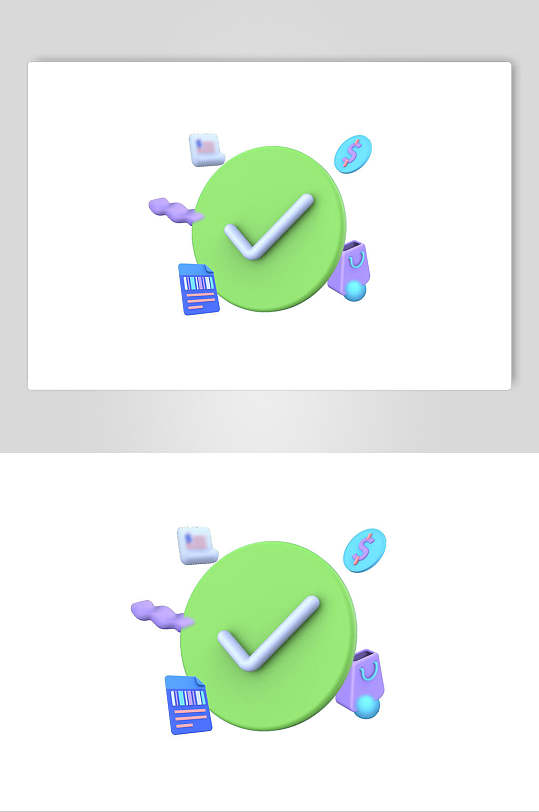 打勾立体简约清新立体电商物品素材