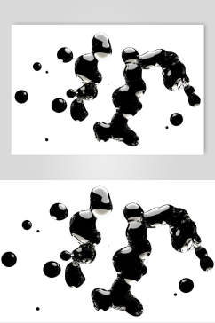 圆形黑色简约手绘水滴透明气泡素材