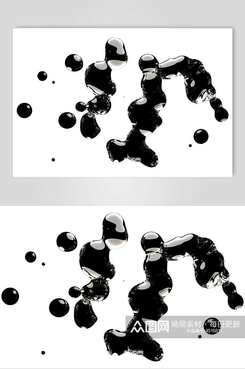 圆形黑色简约手绘水滴透明气泡素材素材