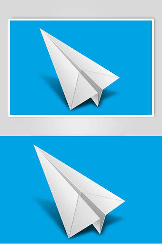 纸飞机蓝白阴影APP写实图标素材