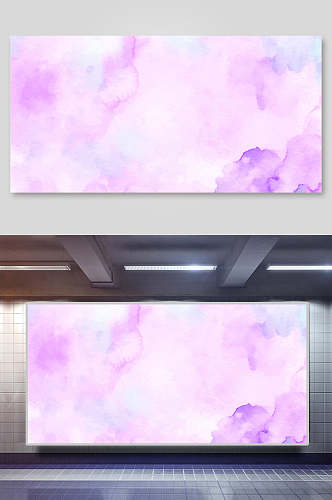 紫色唯美手绘清新水彩水墨矢量背景