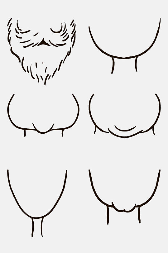 胡子黑色人脸轮廓简笔画免抠素材