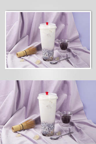 布料褶皱紫饮品清新摆拍摄影图片