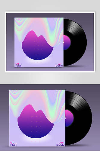方形圆形紫色光盘胶片贴图样机
