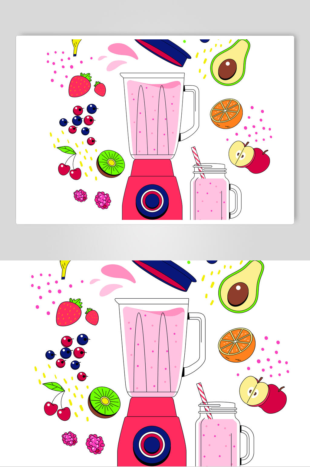 西瓜手绘水果清新榨汁机矢量素材立即下载手绘卡通榨汁机矢量素材时尚