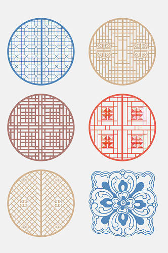 圆形中式古典纹饰免抠素材