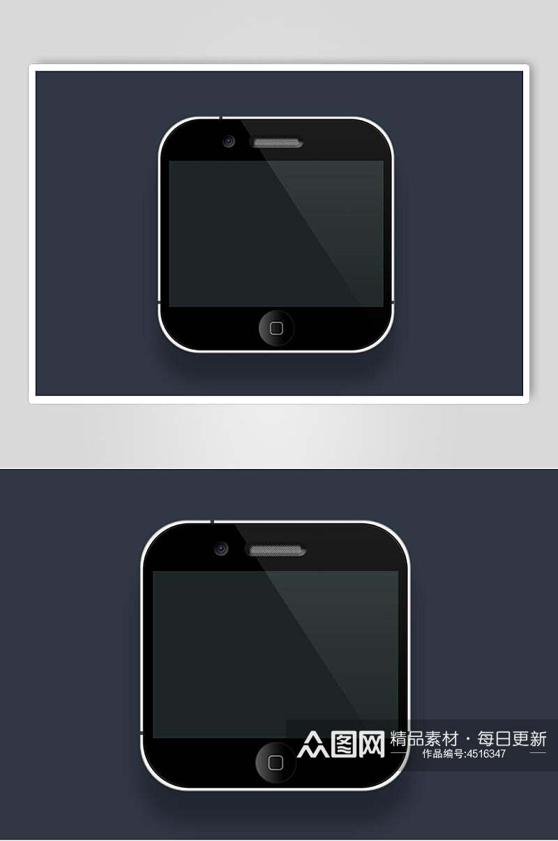方形圆角黑色简约APP写实图标素材素材