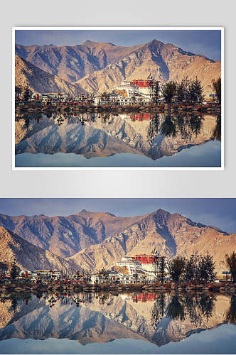 水中倒影美景布达拉宫西藏风景图片