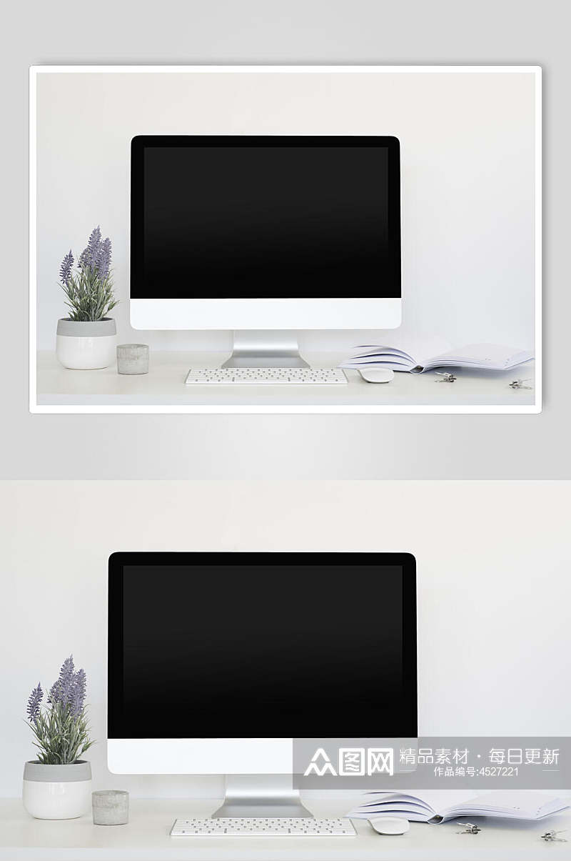 白色背景电脑屏幕样机素材