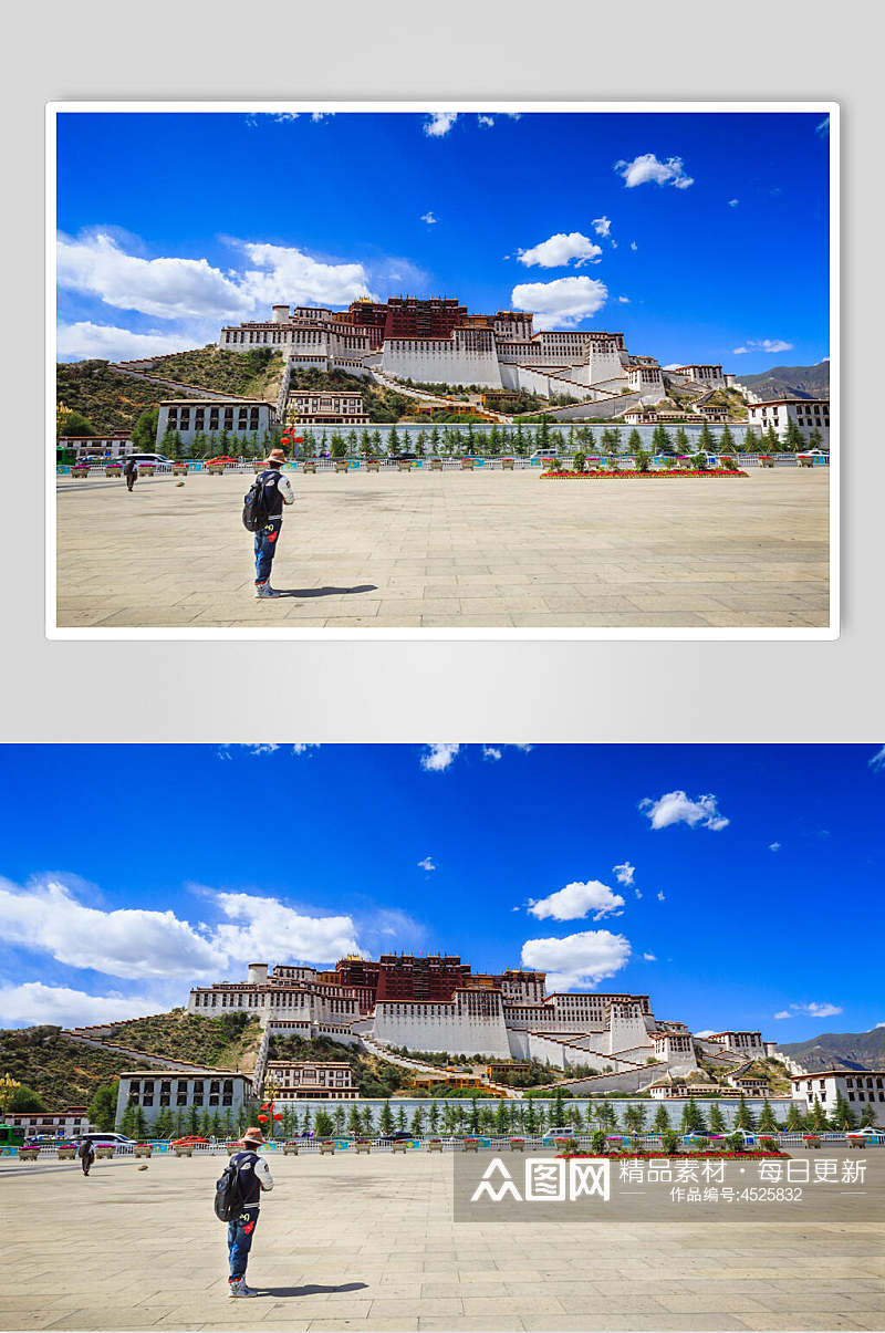 广场人布达拉宫西藏风景图片素材