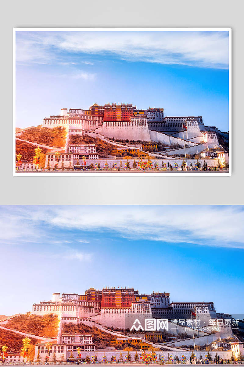清晨实景布达拉宫西藏风景图片素材