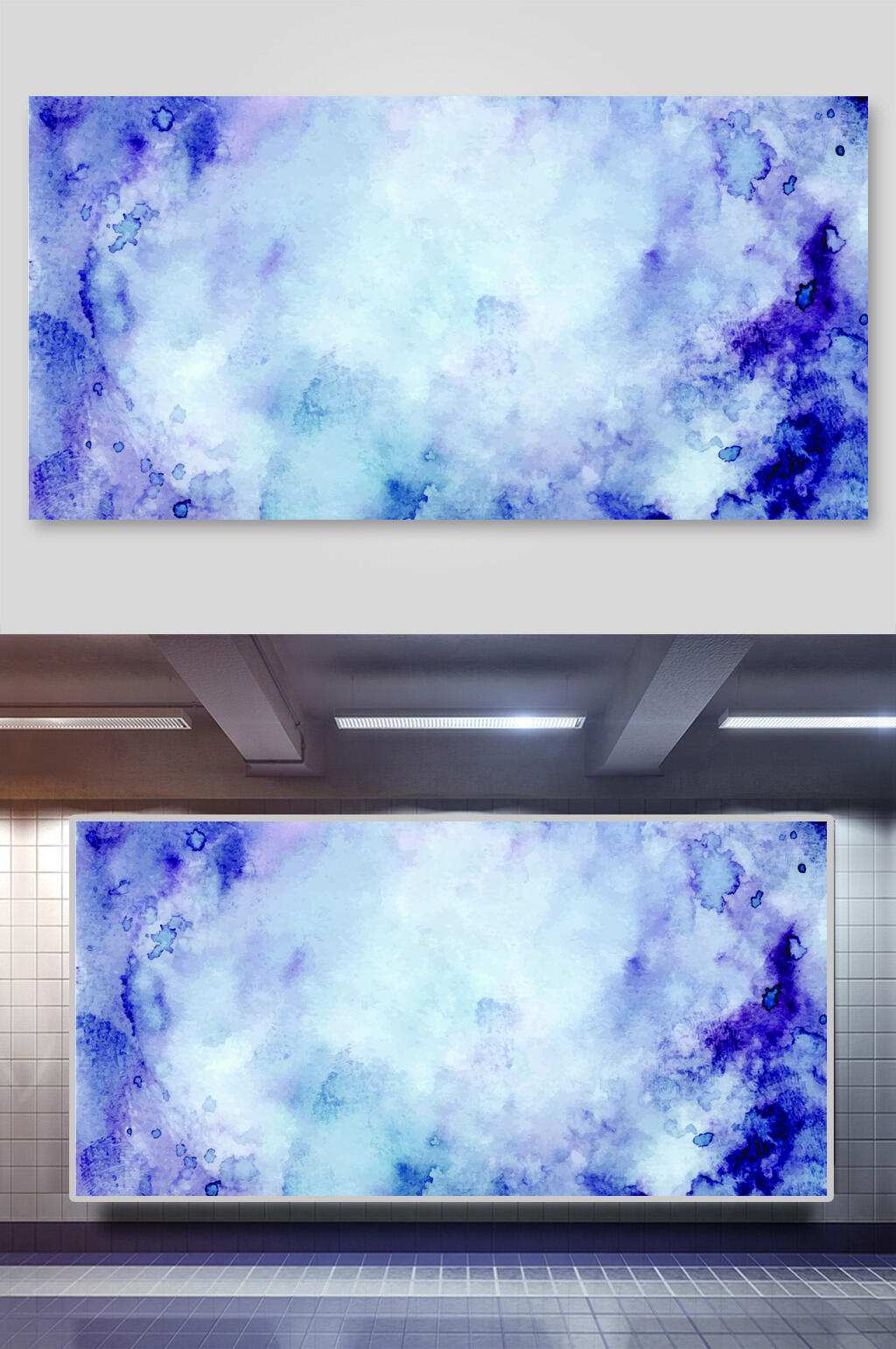 蓝色简约手绘清新水彩水墨矢量背景素材