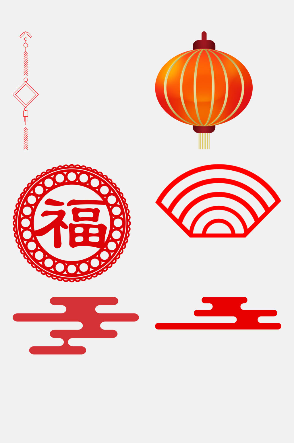 灯笼圆形简约中式古风边框装饰元素素材