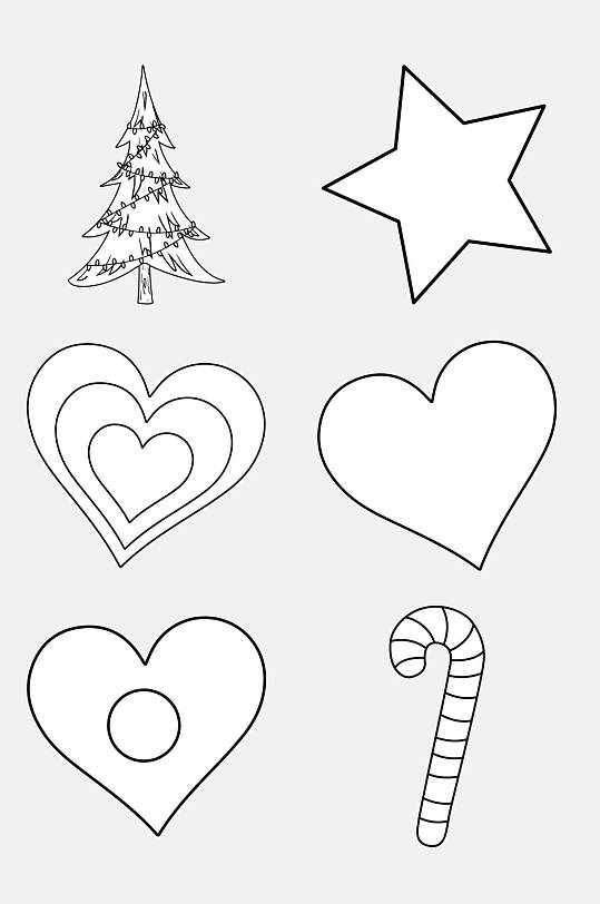 爱心黑色树木儿童简笔画免抠素材